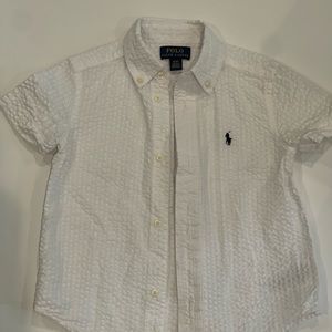Boys White Short Sleeves Polo Button Down - Size 3/3T